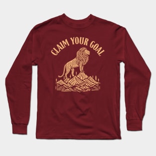 "Peak Dominance" Lion and Goal Achievement Long Sleeve T-Shirt